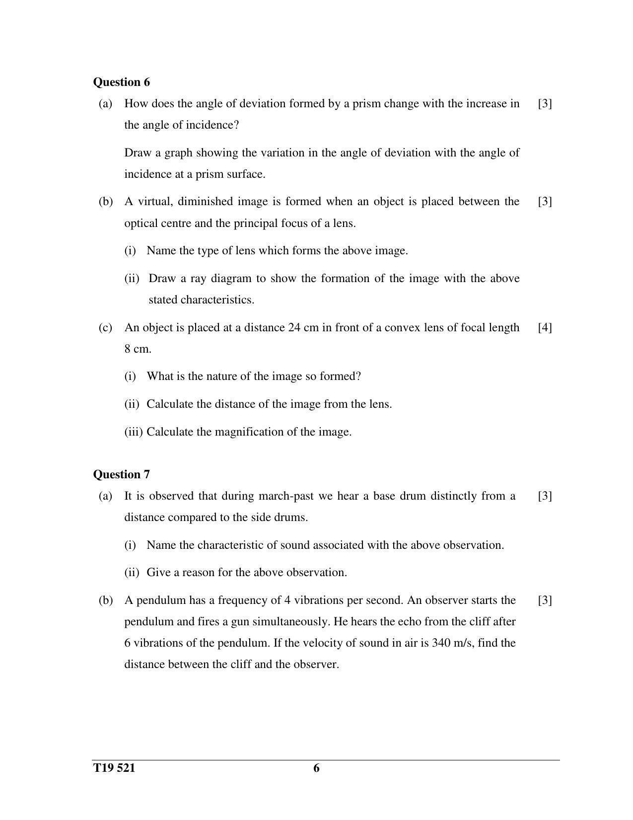 ICSE Class 10 Science Paper 1 (Physics) 2019 Question Paper - Page 6