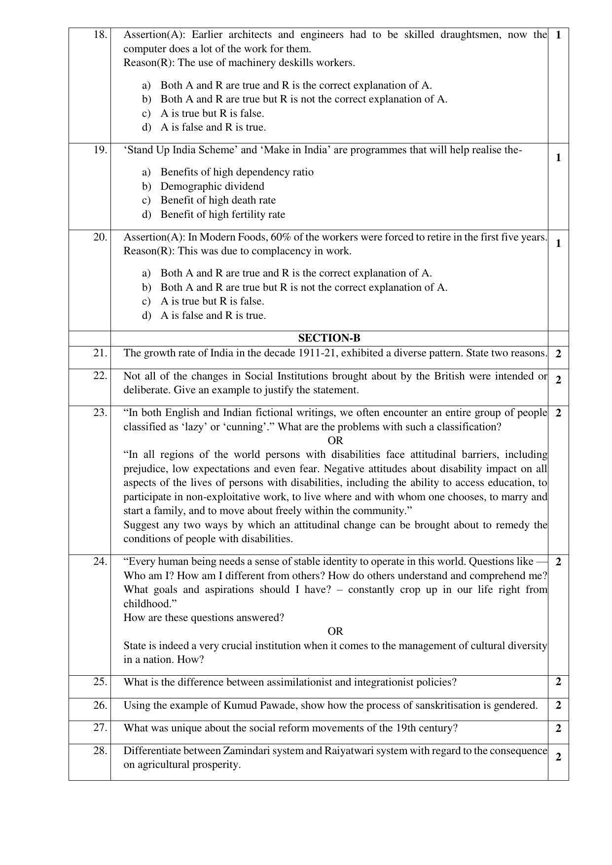 CBSE Class 12 Sociology Sample Paper 2023 - Page 4
