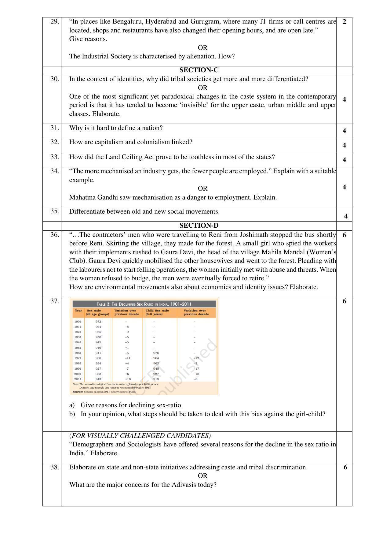 CBSE Class 12 Sociology Sample Paper 2023 - Page 5