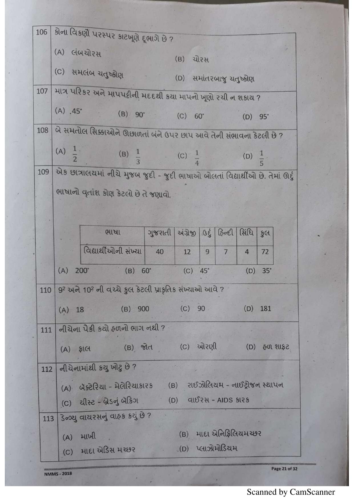 Gujarat NMMS 2018 Question Paper - Page 13