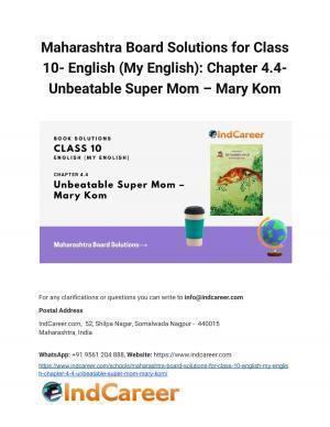 Maharashtra Board Solutions for Class 10- English (My English): Chapter 4.4- Unbeatable Super Mom – Mary Kom