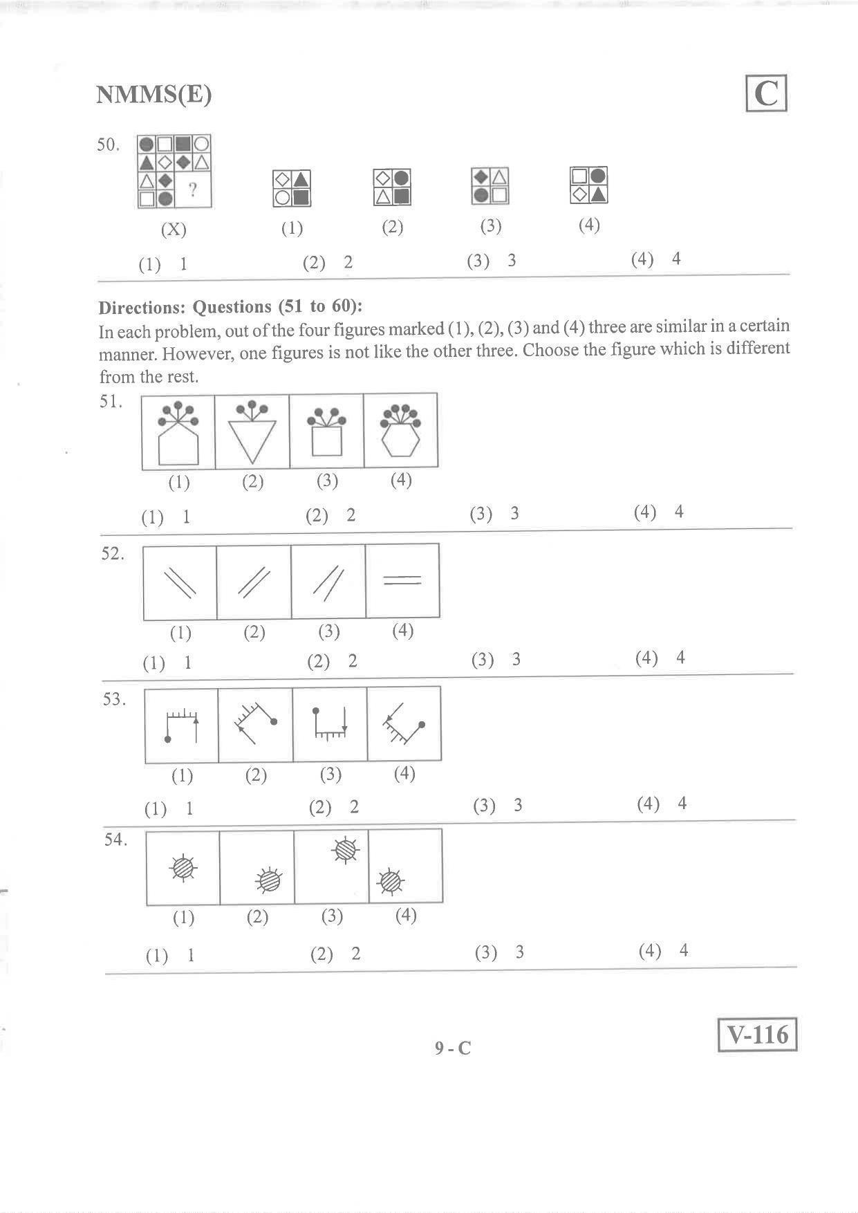 English Medium Nov 2019 (Set C) Class 8 Andhra Pradesh NMMS Question Papers - Page 9
