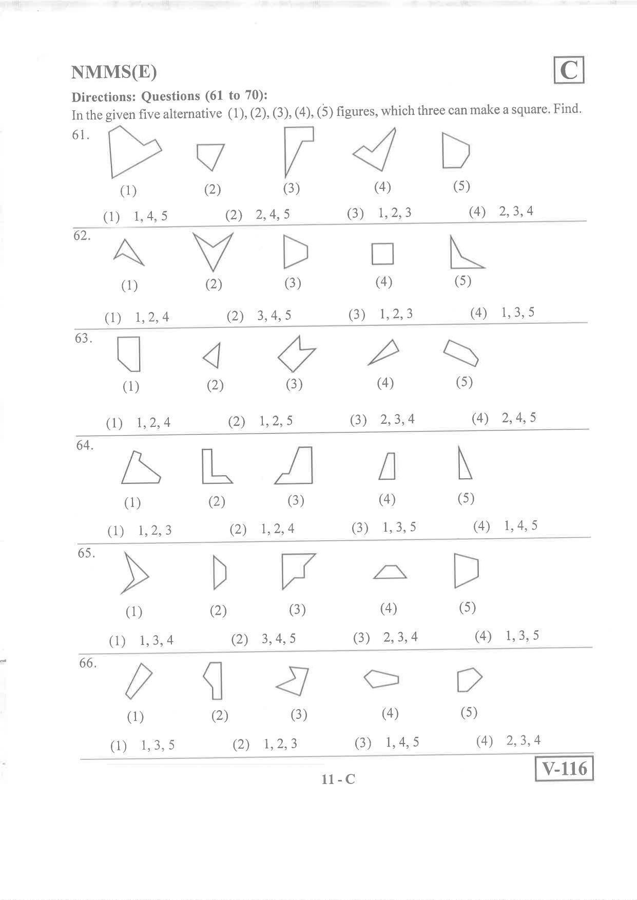 English Medium Nov 2019 (Set C) Class 8 Andhra Pradesh NMMS Question Papers - Page 11