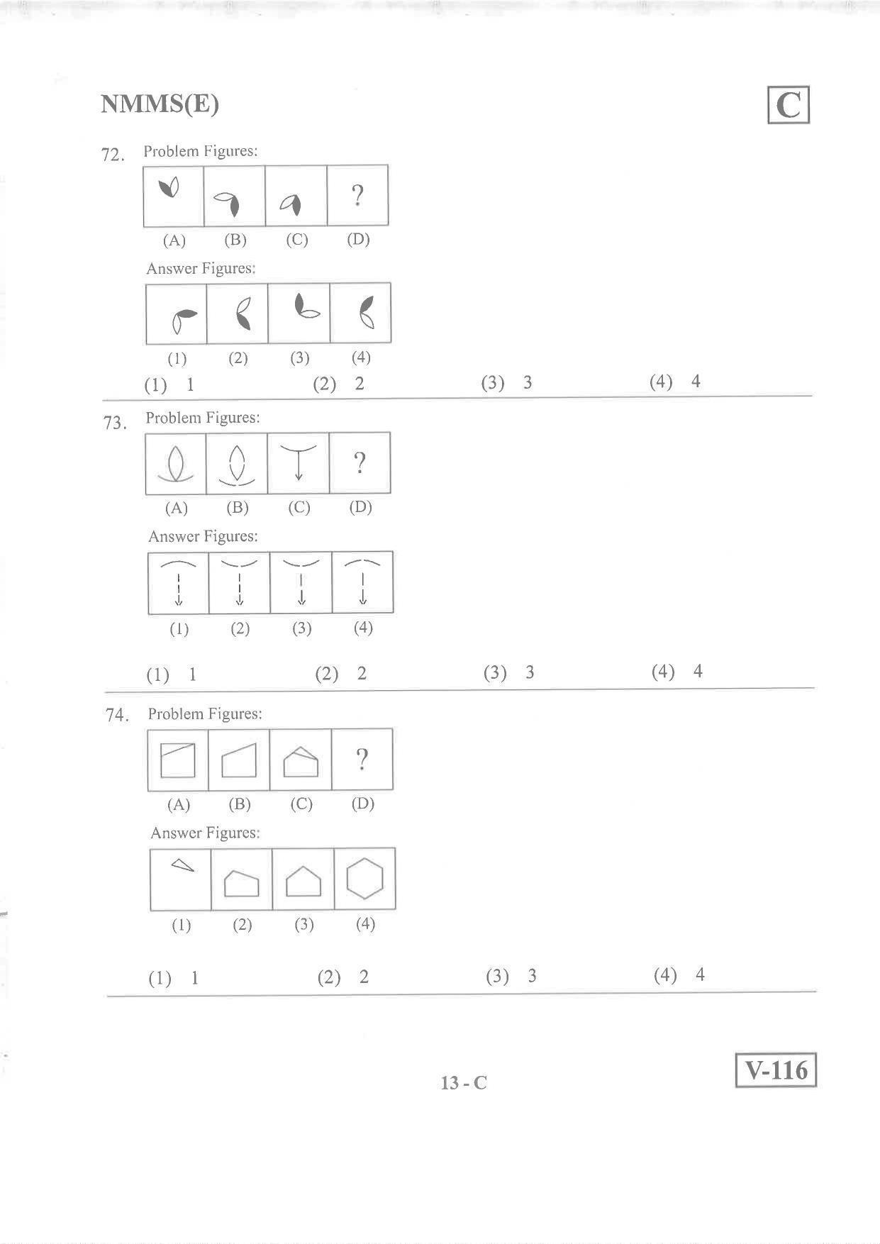 English Medium Nov 2019 (Set C) Class 8 Andhra Pradesh NMMS Question Papers - Page 13