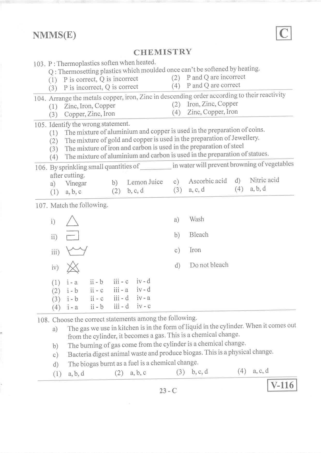 English Medium Nov 2019 (Set C) Class 8 Andhra Pradesh NMMS Question Papers - Page 23