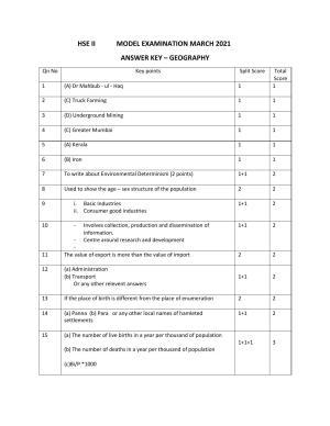 Kerala Plus Two 2021 Geography Model Answer Key