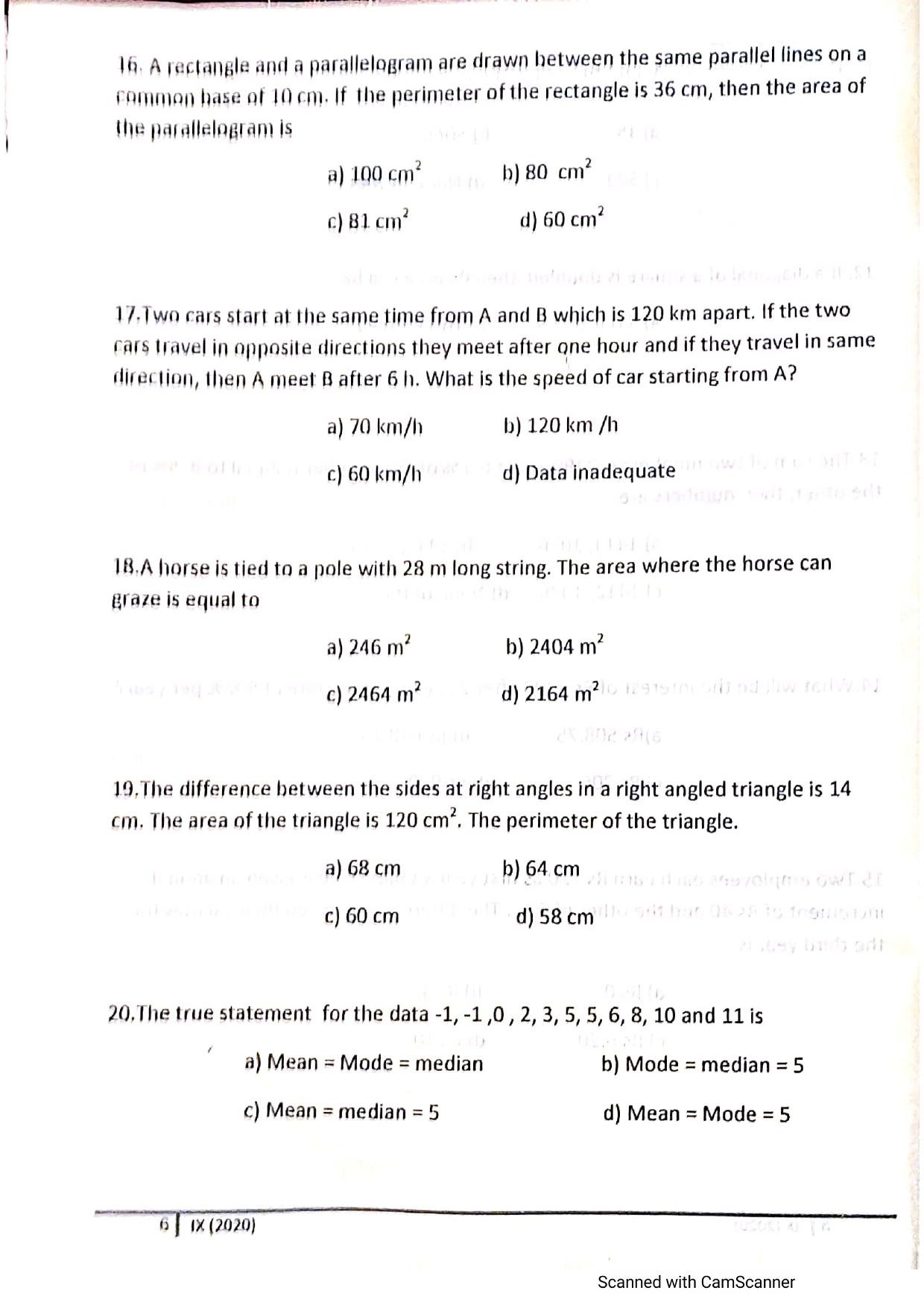 JKSSEE 2020 Class 9 Question Paper - Page 5