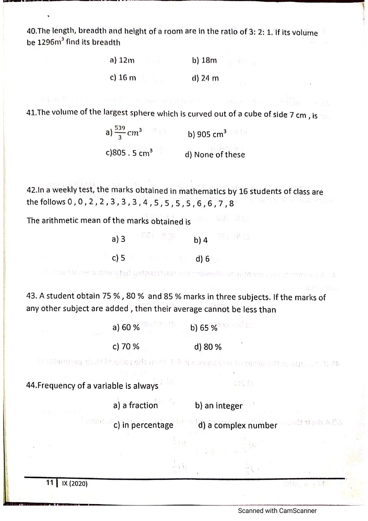 JKSSEE 2020 Class 9 Question Paper - Page 10