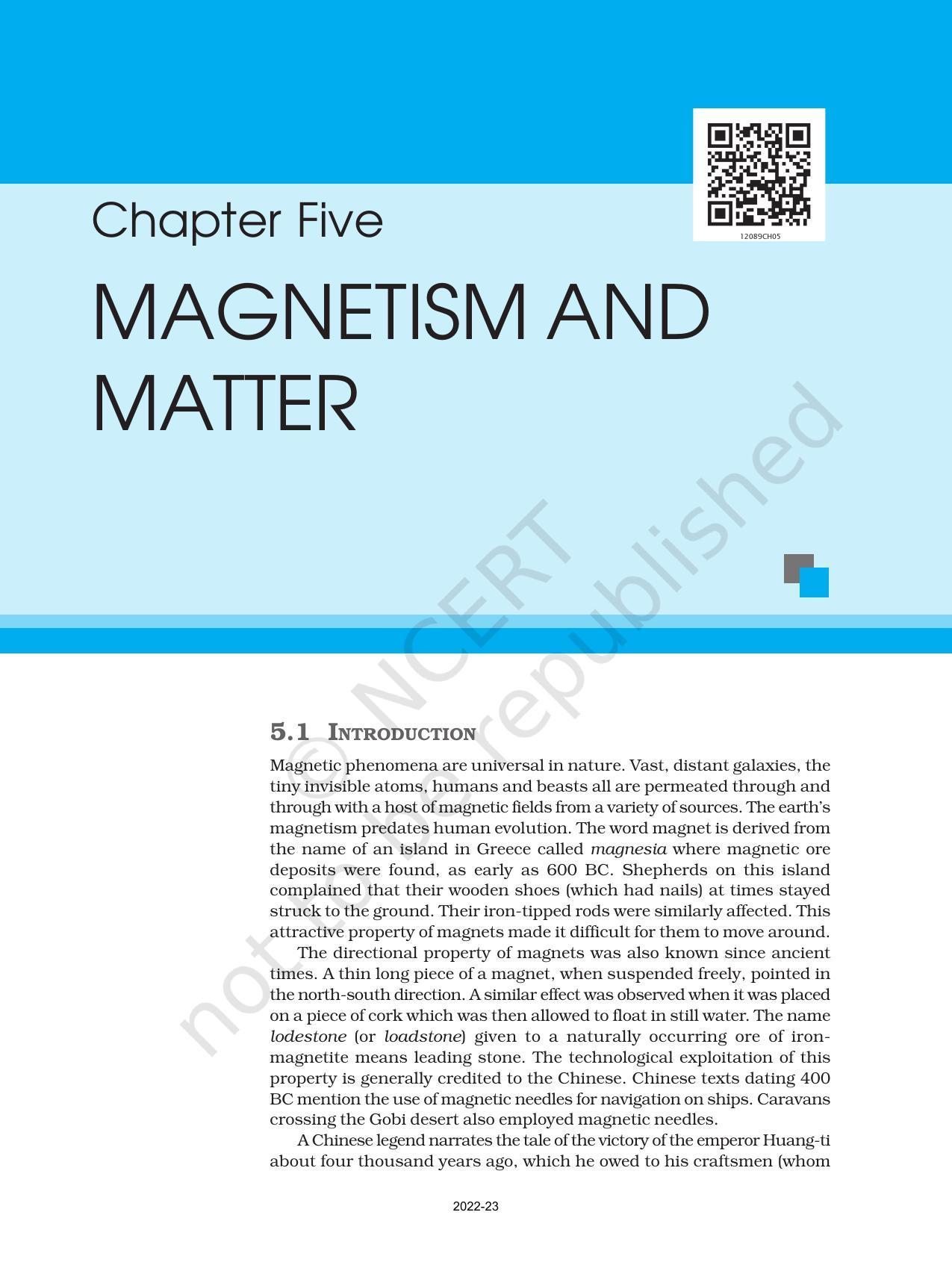 NCERT Book for Class 12 Physics Chapter 5 Magnetism and Matter - Page 1