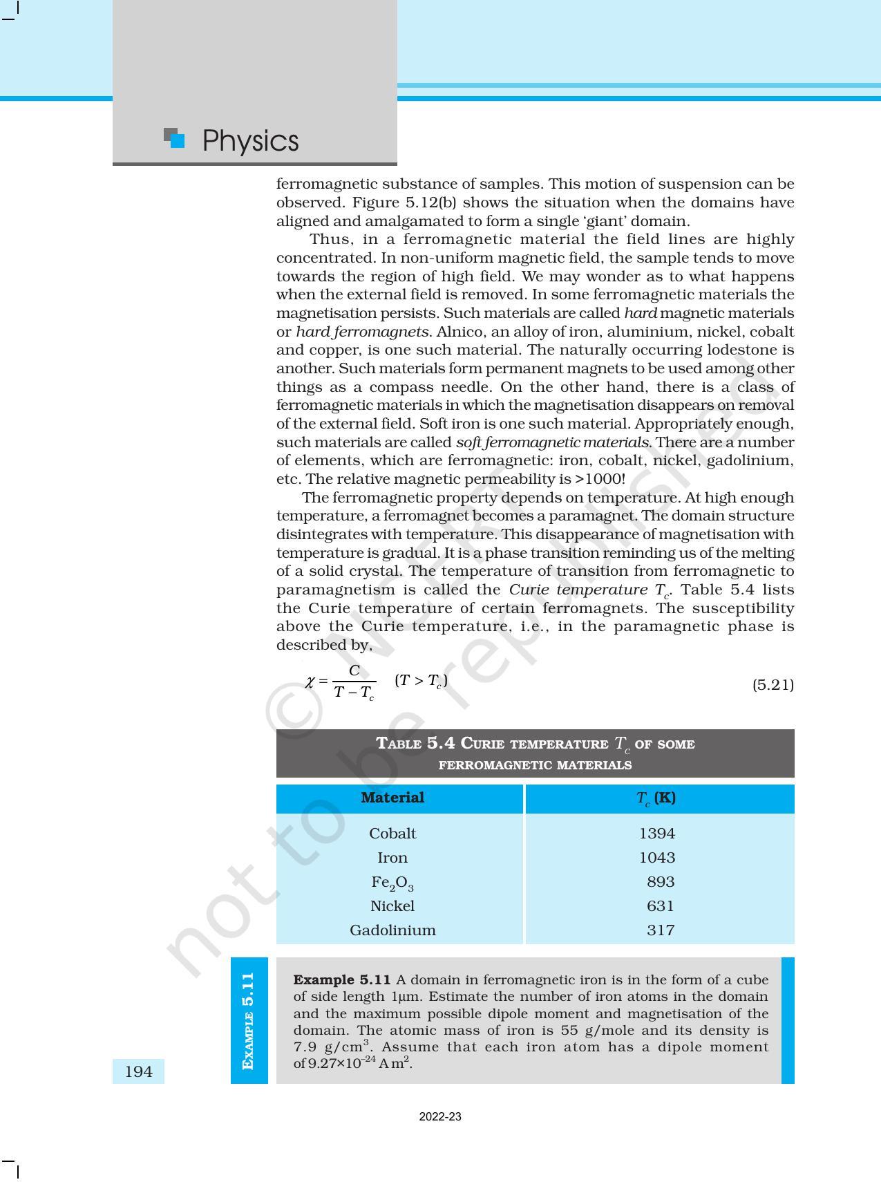 NCERT Book for Class 12 Physics Chapter 5 Magnetism and Matter - Page 22