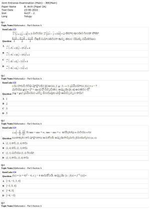 JEE Mains 2022: B Arch & B Planning Telugu (Shift 2) 23-06-2022 Question Paper
