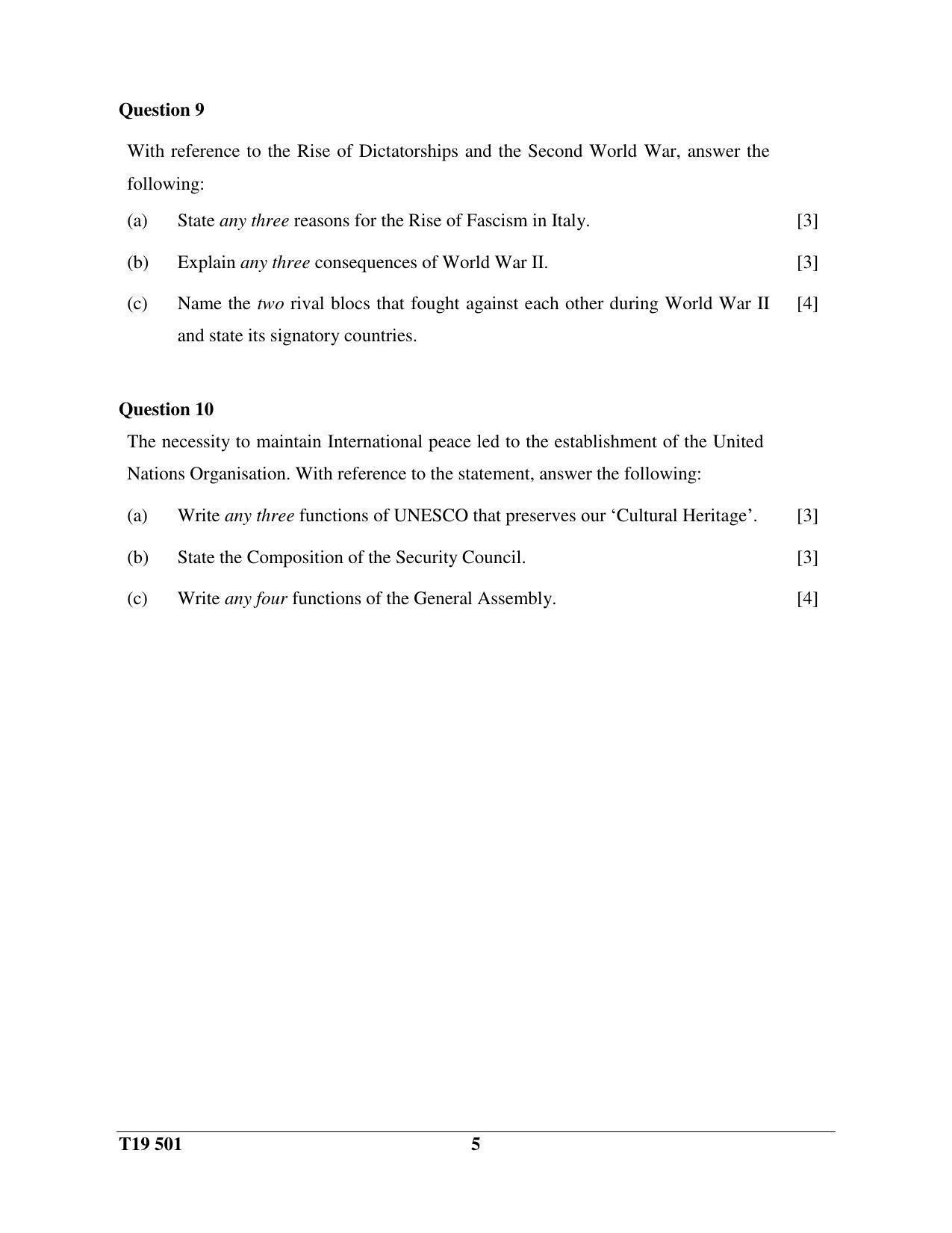 ICSE Class 10 History & Civics - H.C.G. - Paper 1 2019 Question Paper - Page 5