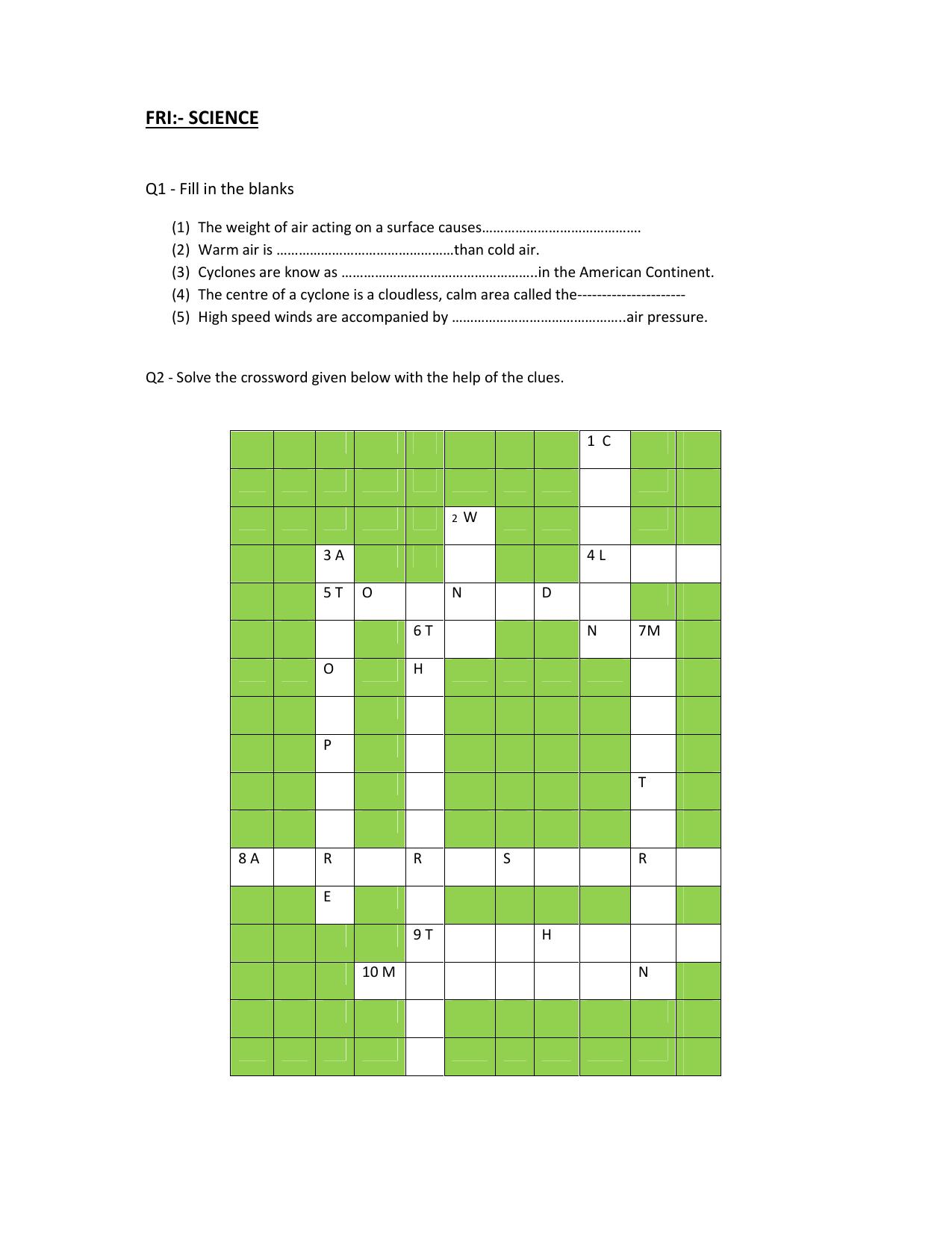 CBSE Worksheets for Class 7 Science Assignment 12 - Page 1