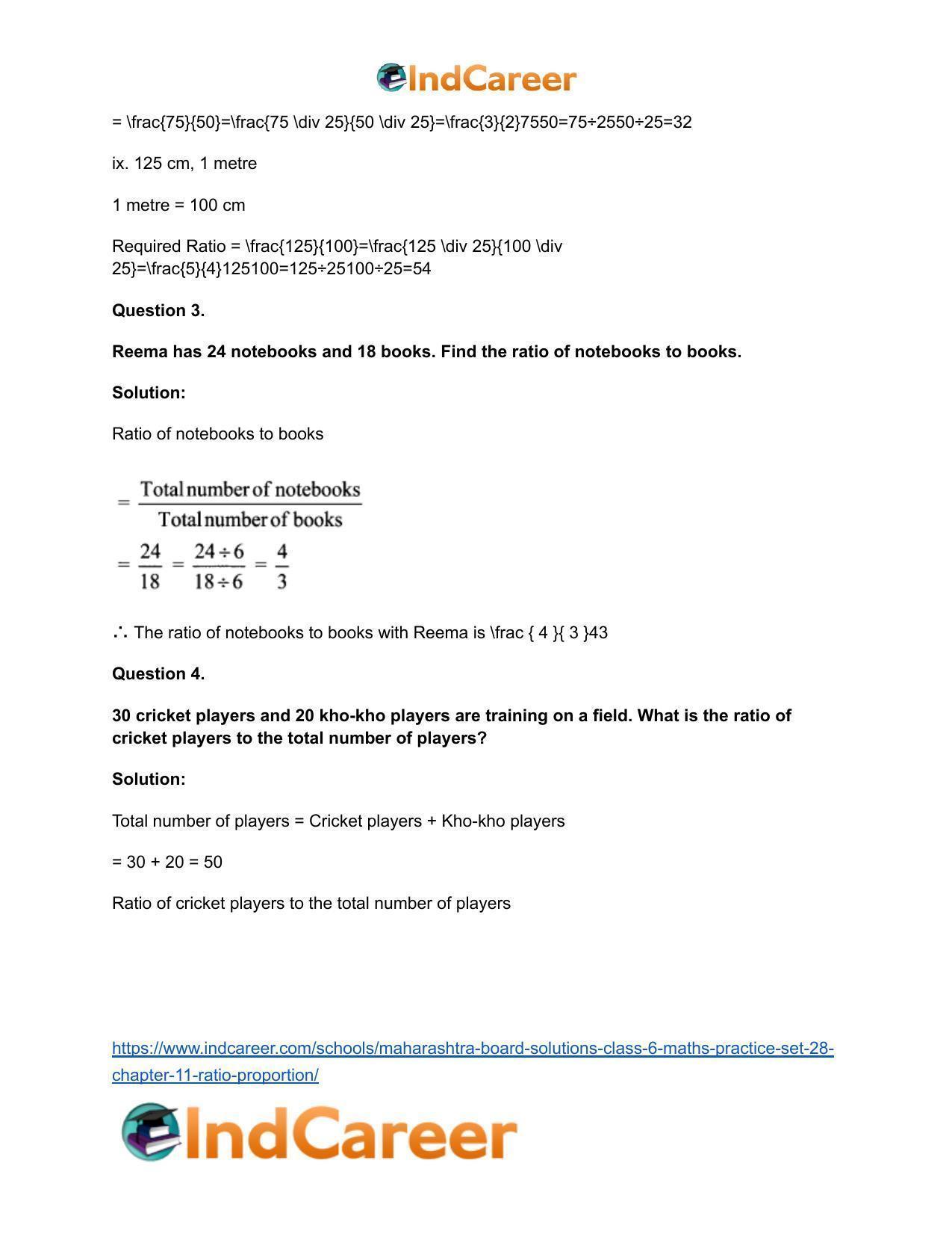 Maharashtra Board Solutions Class 6-Maths (Practice Set 28): Chapter 11- Ratio-Proportion - Page 5