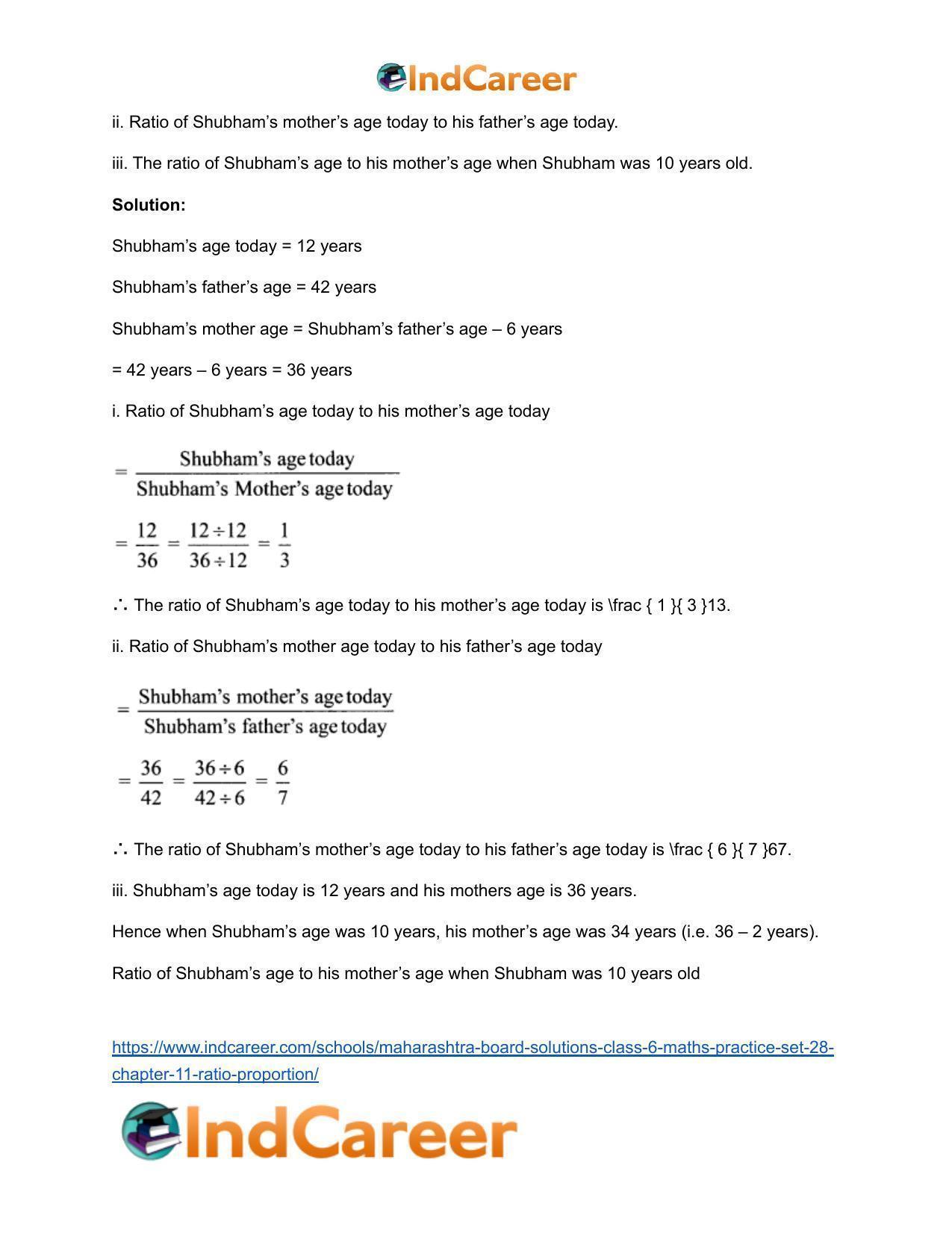Maharashtra Board Solutions Class 6-Maths (Practice Set 28): Chapter 11- Ratio-Proportion - Page 7