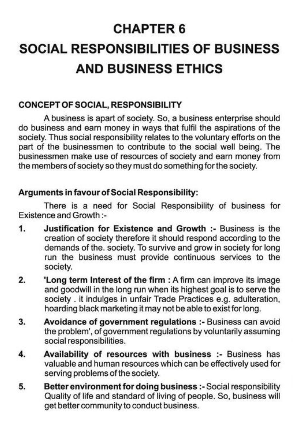 Class 11 Notes, Question & Practice Paper - Business Studies (Topic 6 : Social Responsibilities of Business and Business Ethics) - Page 2