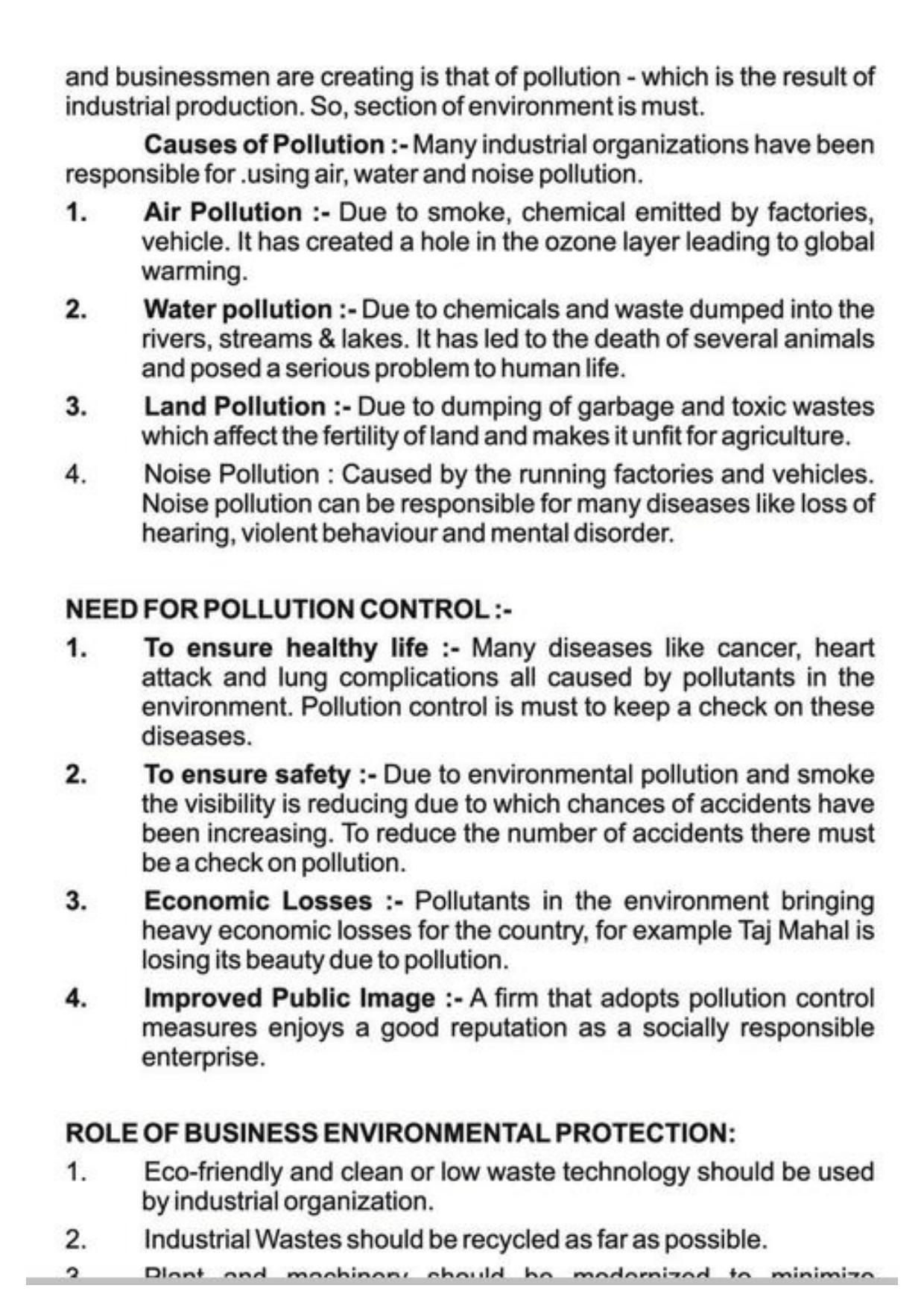 Class 11 Notes, Question & Practice Paper - Business Studies (Topic 6 : Social Responsibilities of Business and Business Ethics) - Page 5