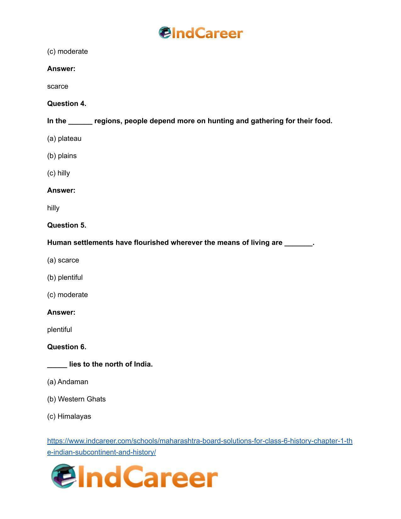Maharashtra Board Solutions for Class 6- History: Chapter 1- The Indian Subcontinent and History - Page 7