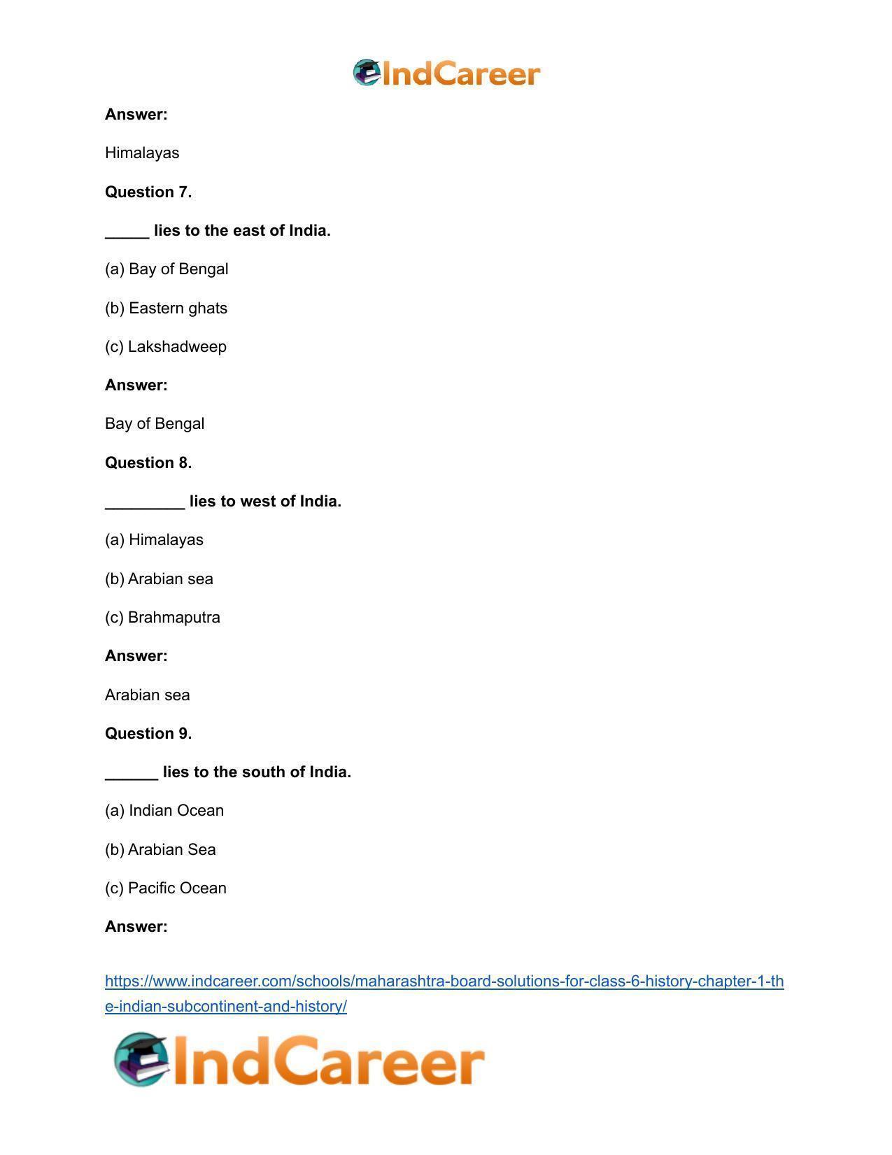 Maharashtra Board Solutions for Class 6- History: Chapter 1- The Indian Subcontinent and History - Page 8