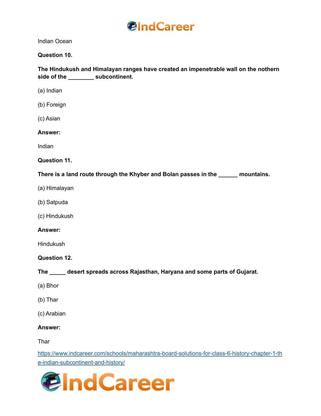 Maharashtra Board Solutions for Class 6- History: Chapter 1- The Indian Subcontinent and History - Page 9
