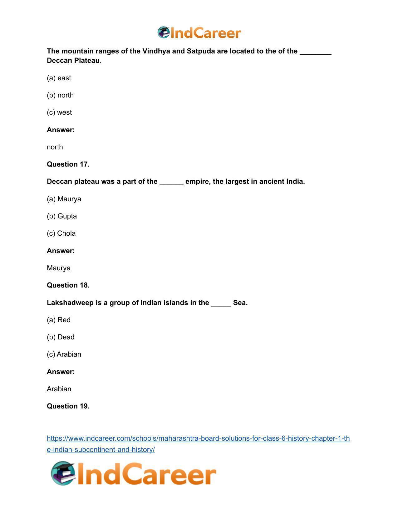 Maharashtra Board Solutions for Class 6- History: Chapter 1- The Indian Subcontinent and History - Page 11