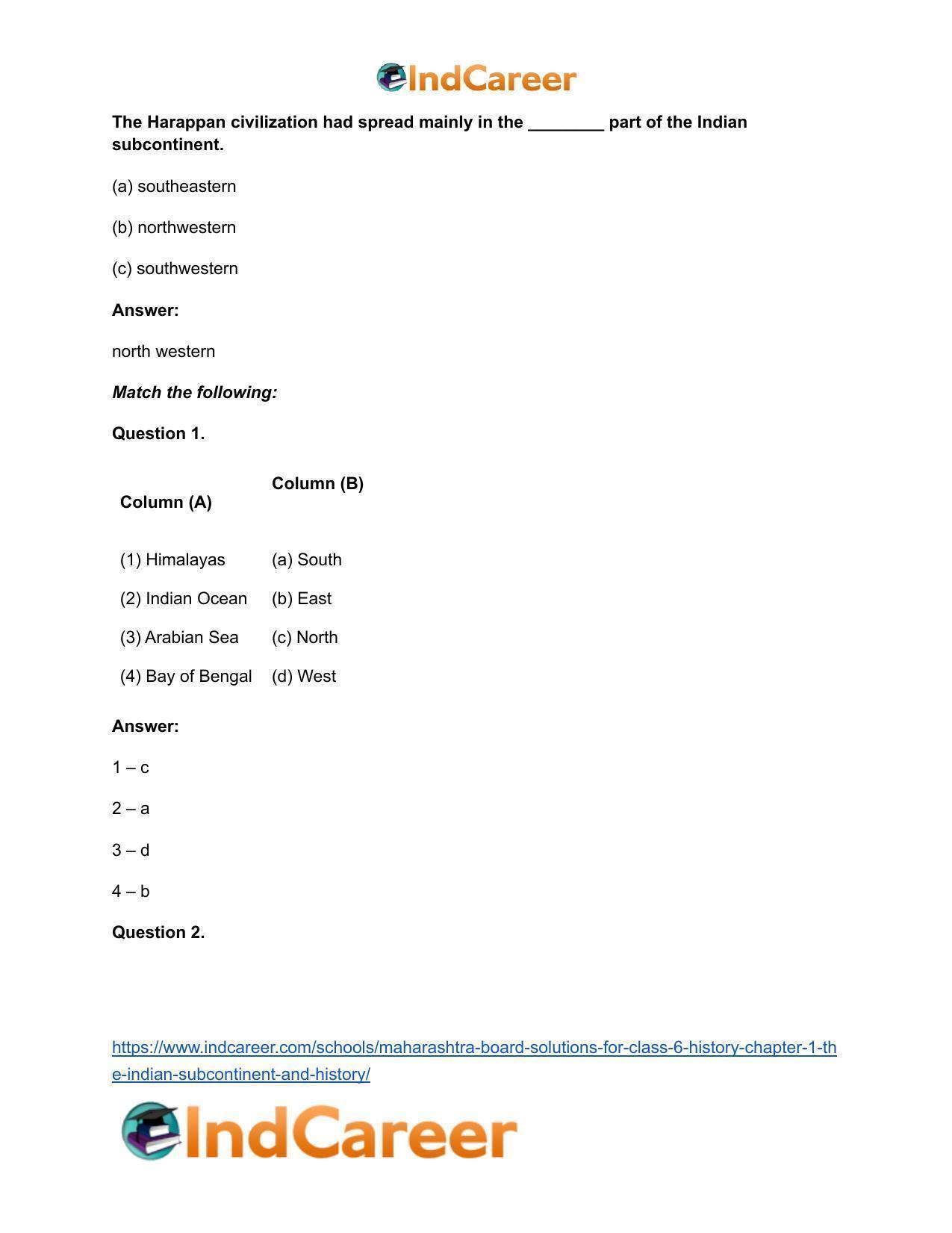 Maharashtra Board Solutions for Class 6- History: Chapter 1- The Indian Subcontinent and History - Page 12