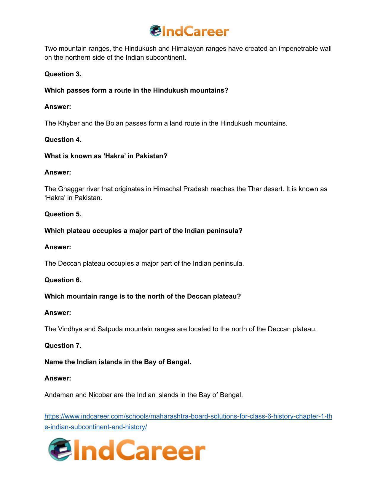 Maharashtra Board Solutions for Class 6- History: Chapter 1- The Indian Subcontinent and History - Page 14