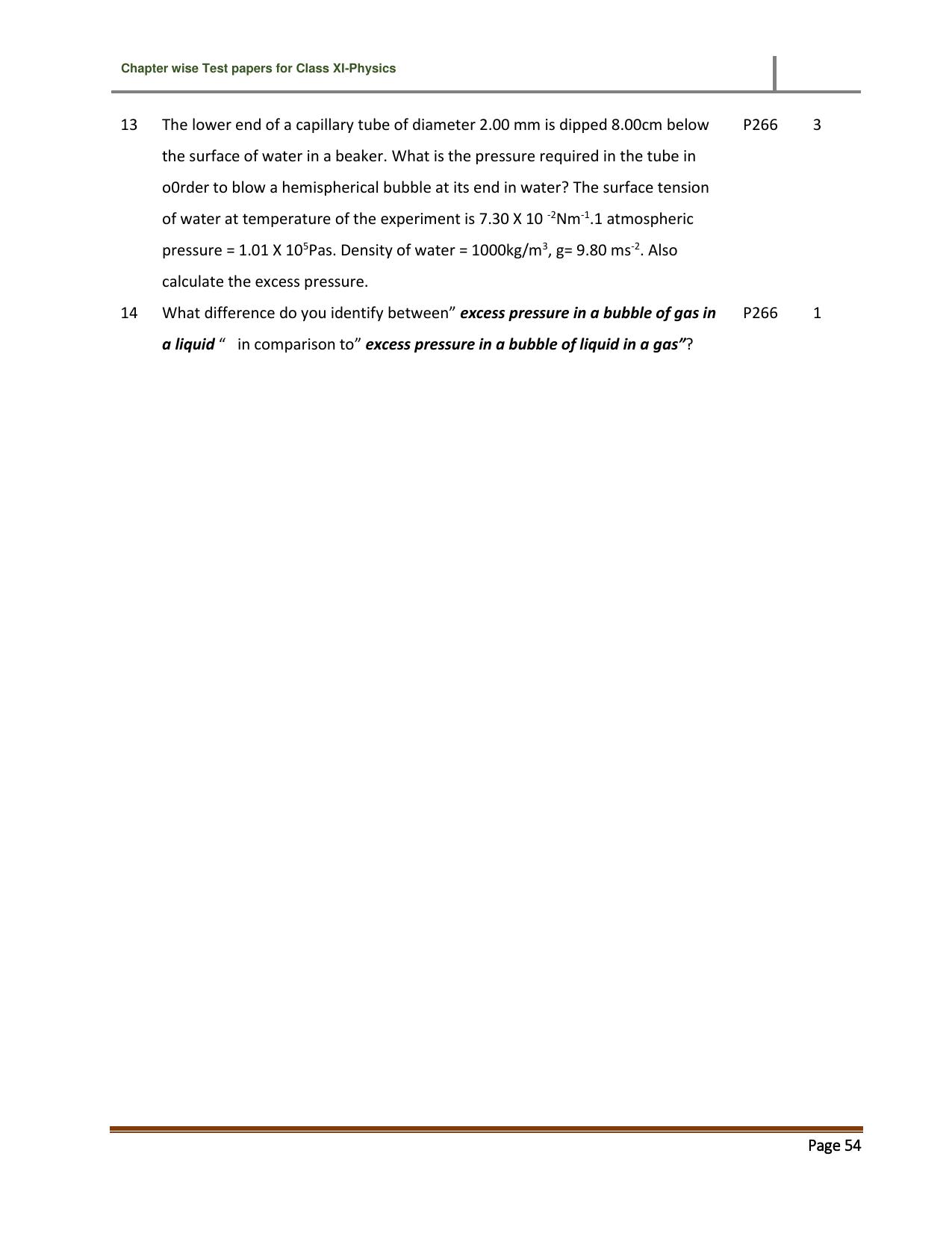 CBSE Worksheets for Class 11 Physics Mechanical Properties of Fluids Assignment 5 - Page 2