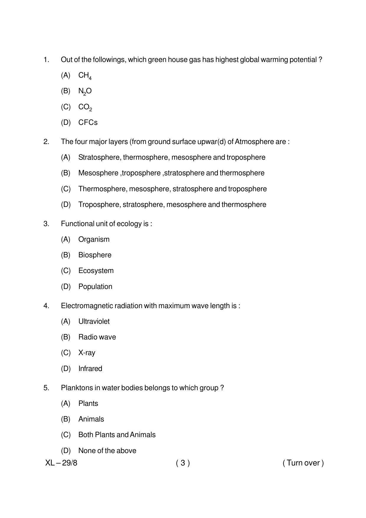 Odisha CPET ENVIRONMENTAL-SCIENCE 2020 Question Paper - Page 3