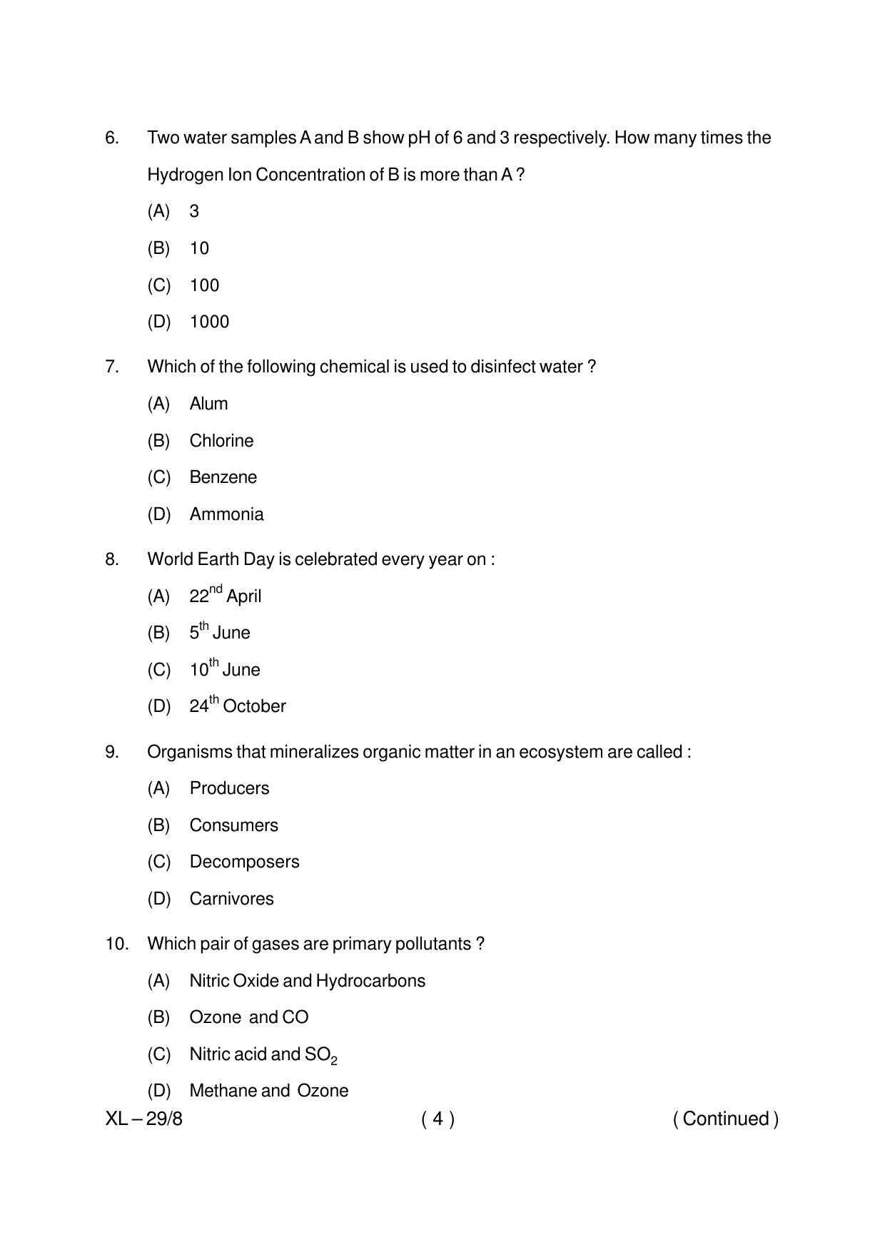 Odisha CPET ENVIRONMENTAL-SCIENCE 2020 Question Paper - Page 4