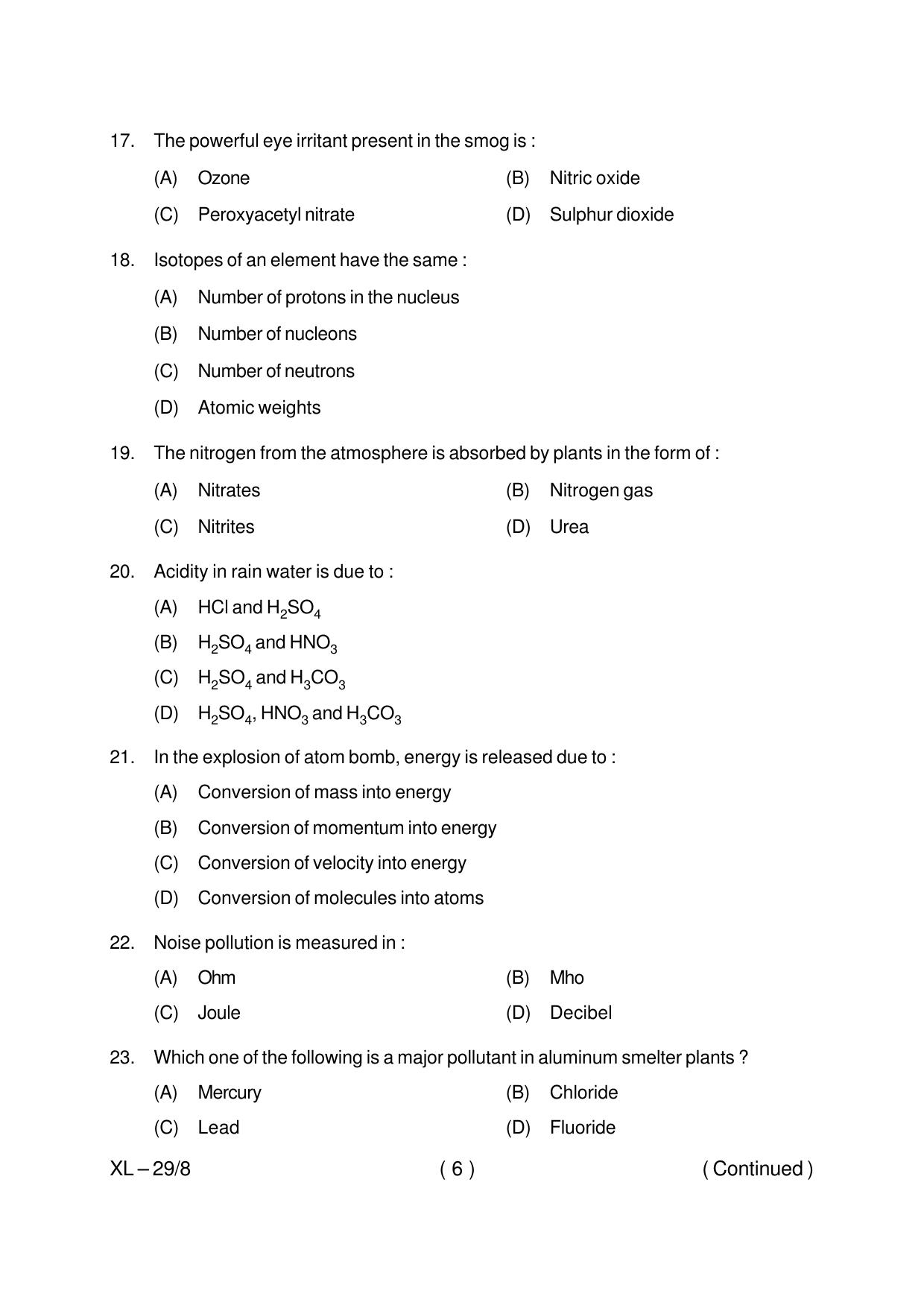 Odisha CPET ENVIRONMENTAL-SCIENCE 2020 Question Paper - Page 6