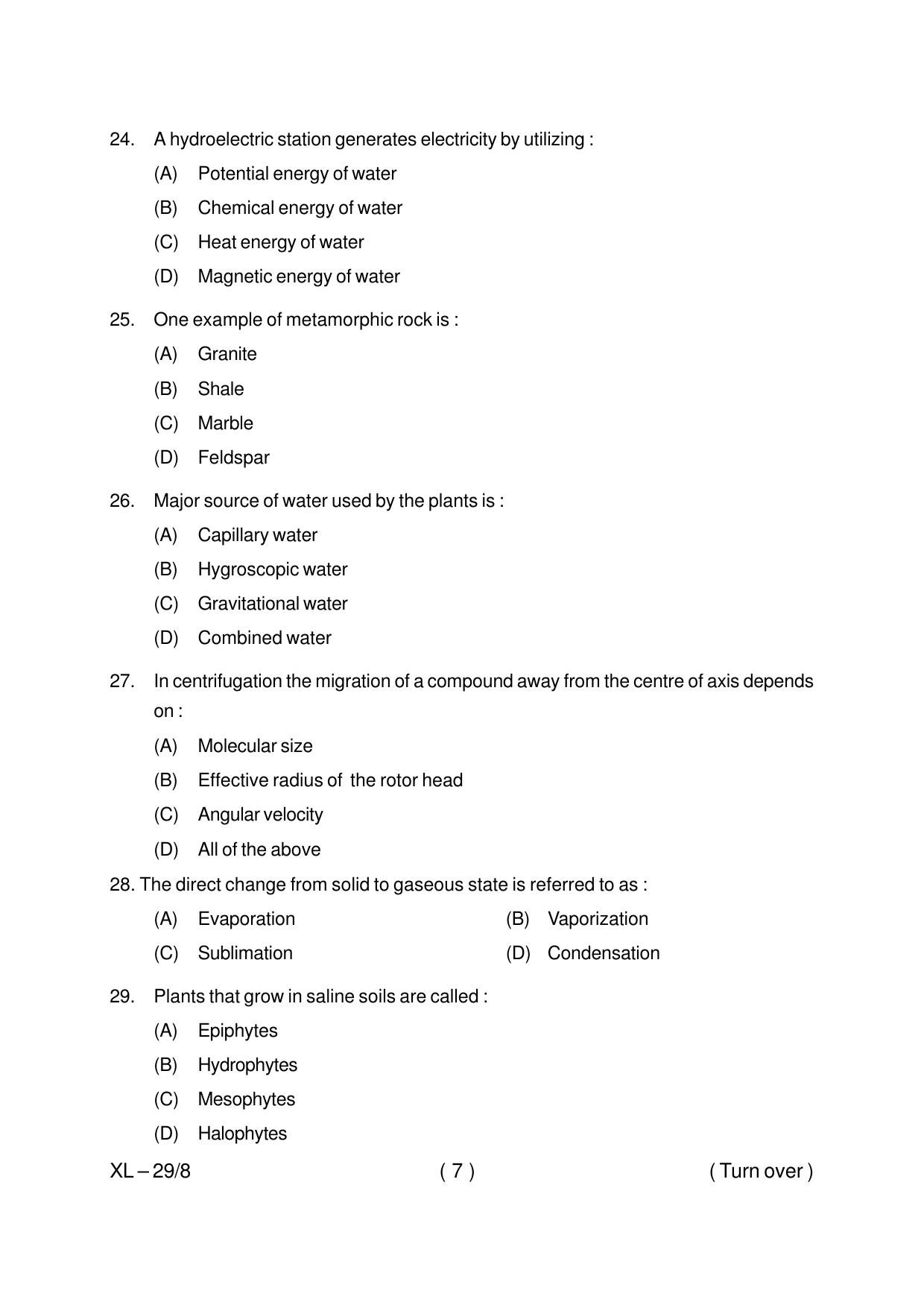 Odisha CPET ENVIRONMENTAL-SCIENCE 2020 Question Paper - Page 7