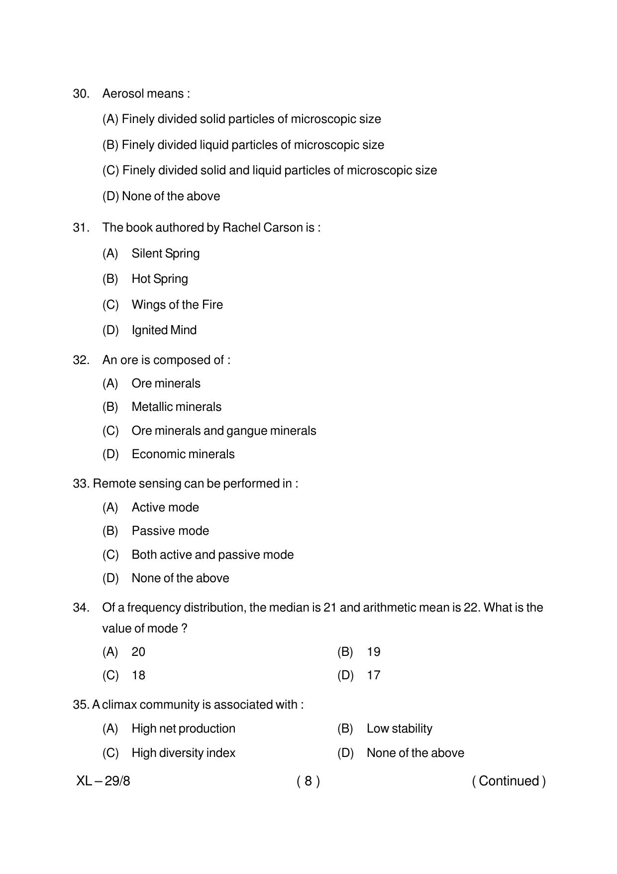 Odisha CPET ENVIRONMENTAL-SCIENCE 2020 Question Paper - Page 8