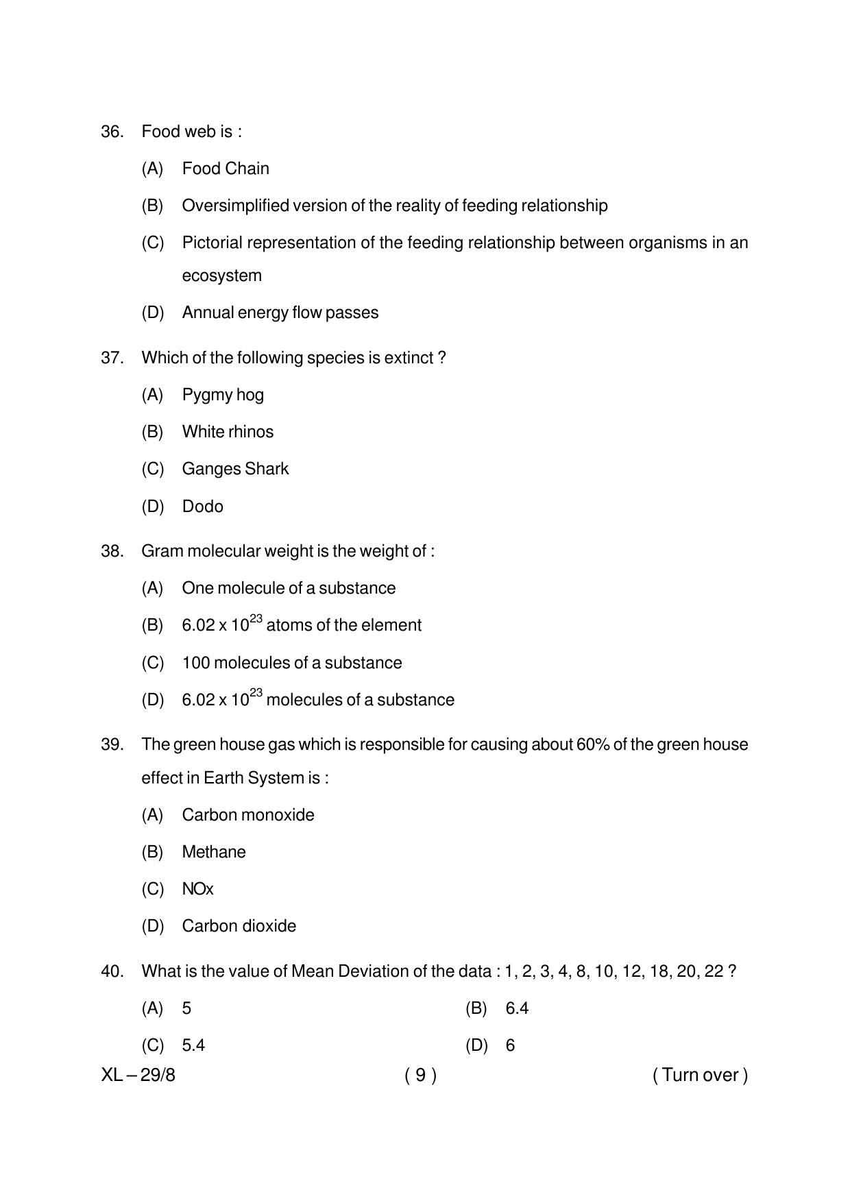 Odisha CPET ENVIRONMENTAL-SCIENCE 2020 Question Paper - Page 9