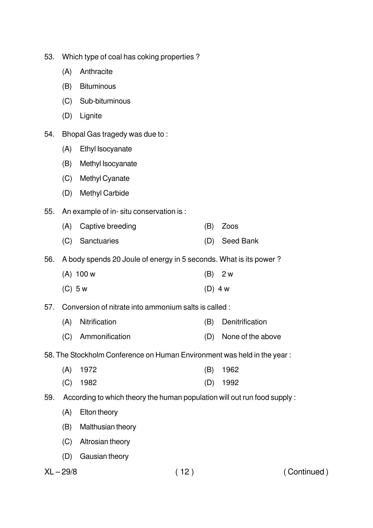 Odisha CPET ENVIRONMENTAL-SCIENCE 2020 Question Paper - Page 12