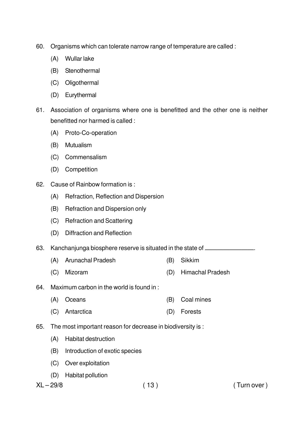 Odisha CPET ENVIRONMENTAL-SCIENCE 2020 Question Paper - Page 13