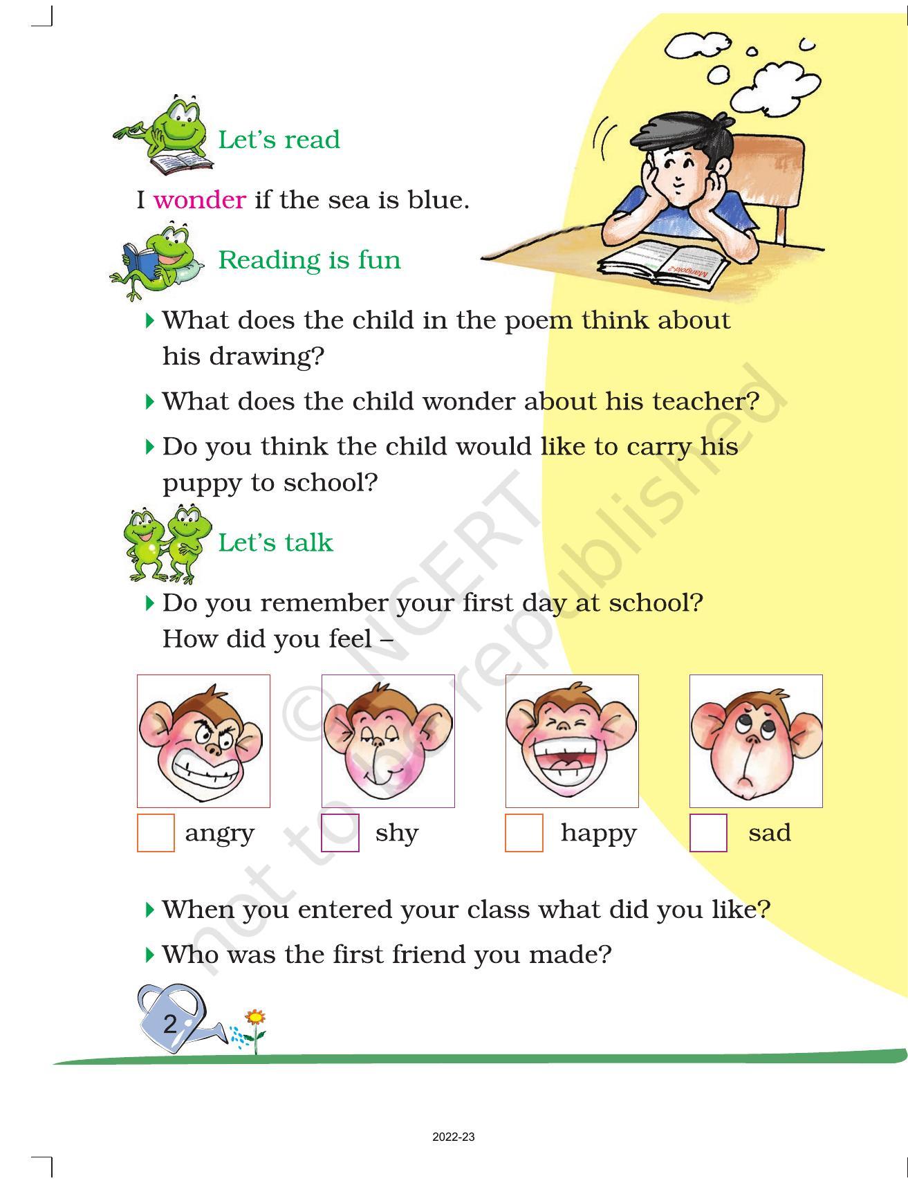NCERT Book for Class 2 English (Marigold):Chapter 1-First Day at School - Page 2