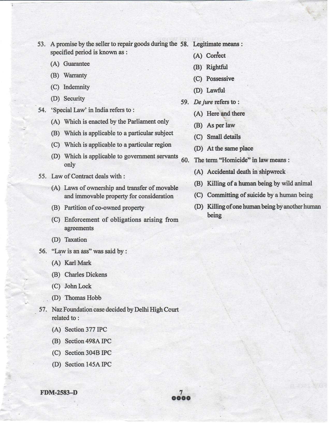 KUET 2023 L.L.B Question Paper - Page 34