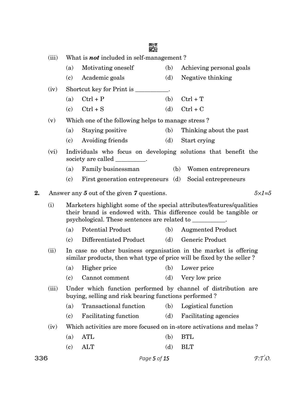 CBSE Class 12 336_ Marketing 2023 Question Paper - Page 5