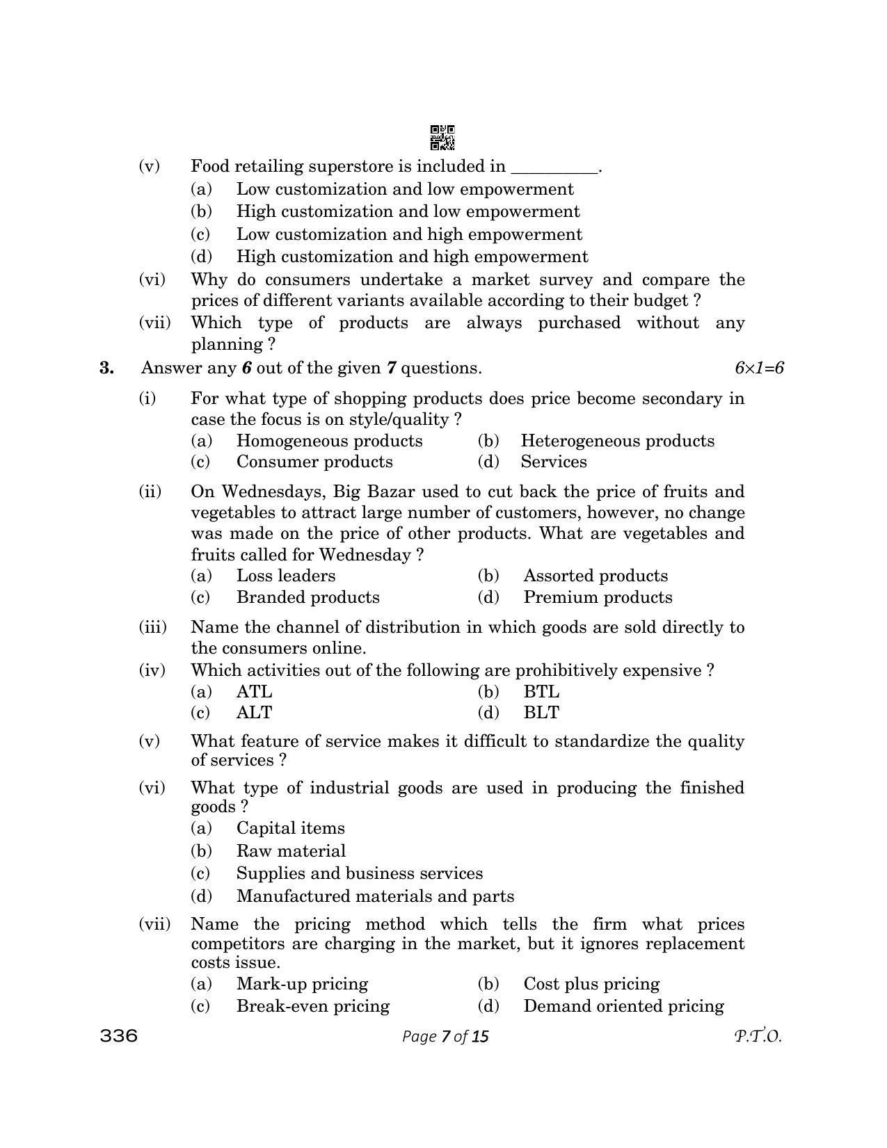 CBSE Class 12 336_ Marketing 2023 Question Paper - Page 7