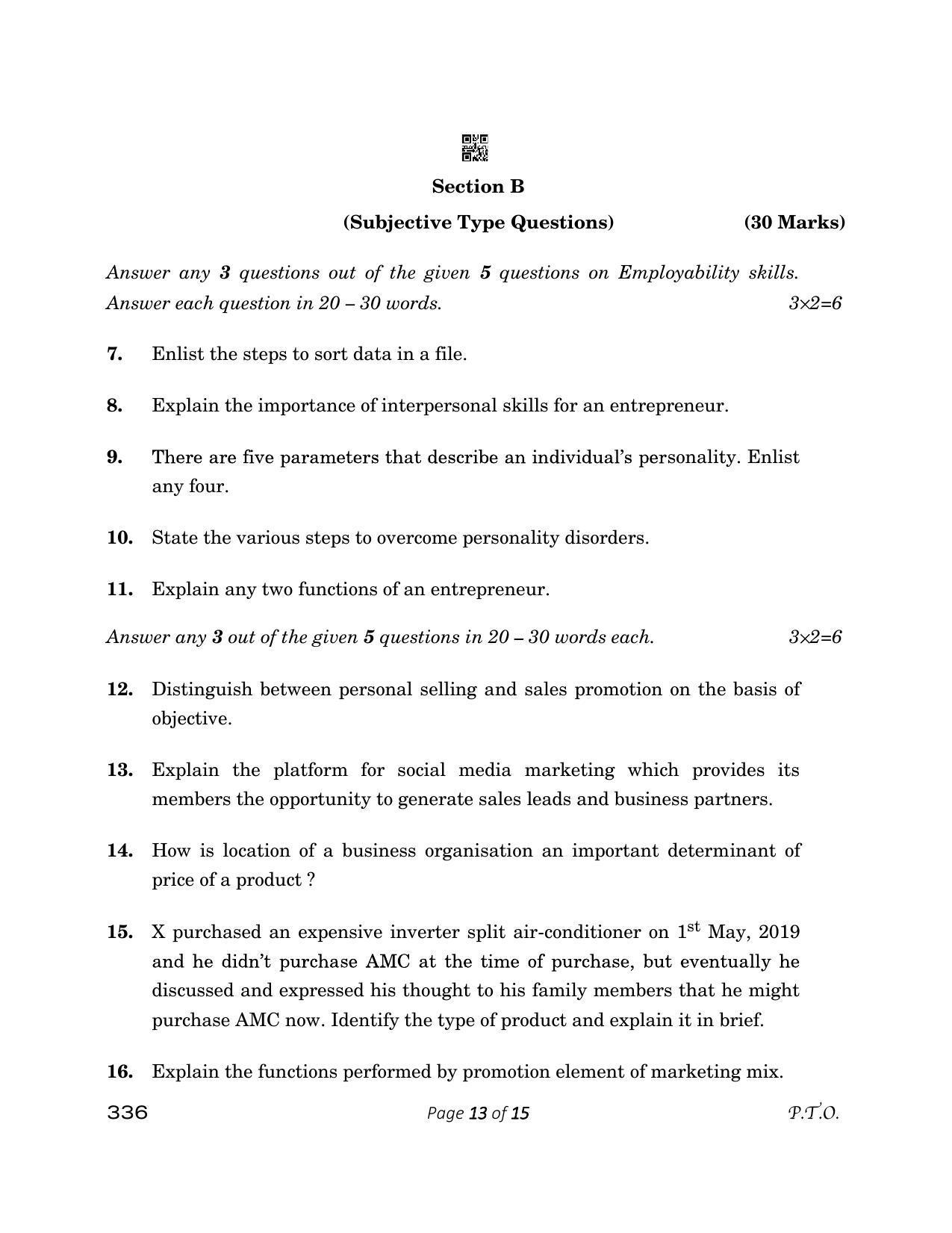 CBSE Class 12 336_ Marketing 2023 Question Paper - Page 13