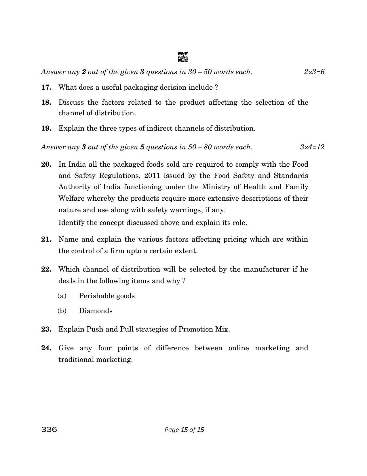 CBSE Class 12 336_ Marketing 2023 Question Paper - Page 15
