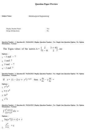TS PGECET 2017: Metallurgical-Engineering Question Papers