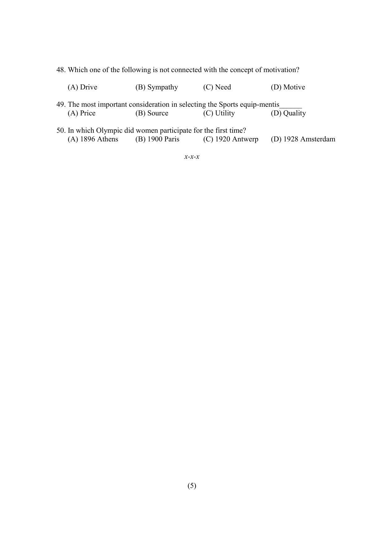 PU MPET Physical Education 2022 Question Papers - Page 5
