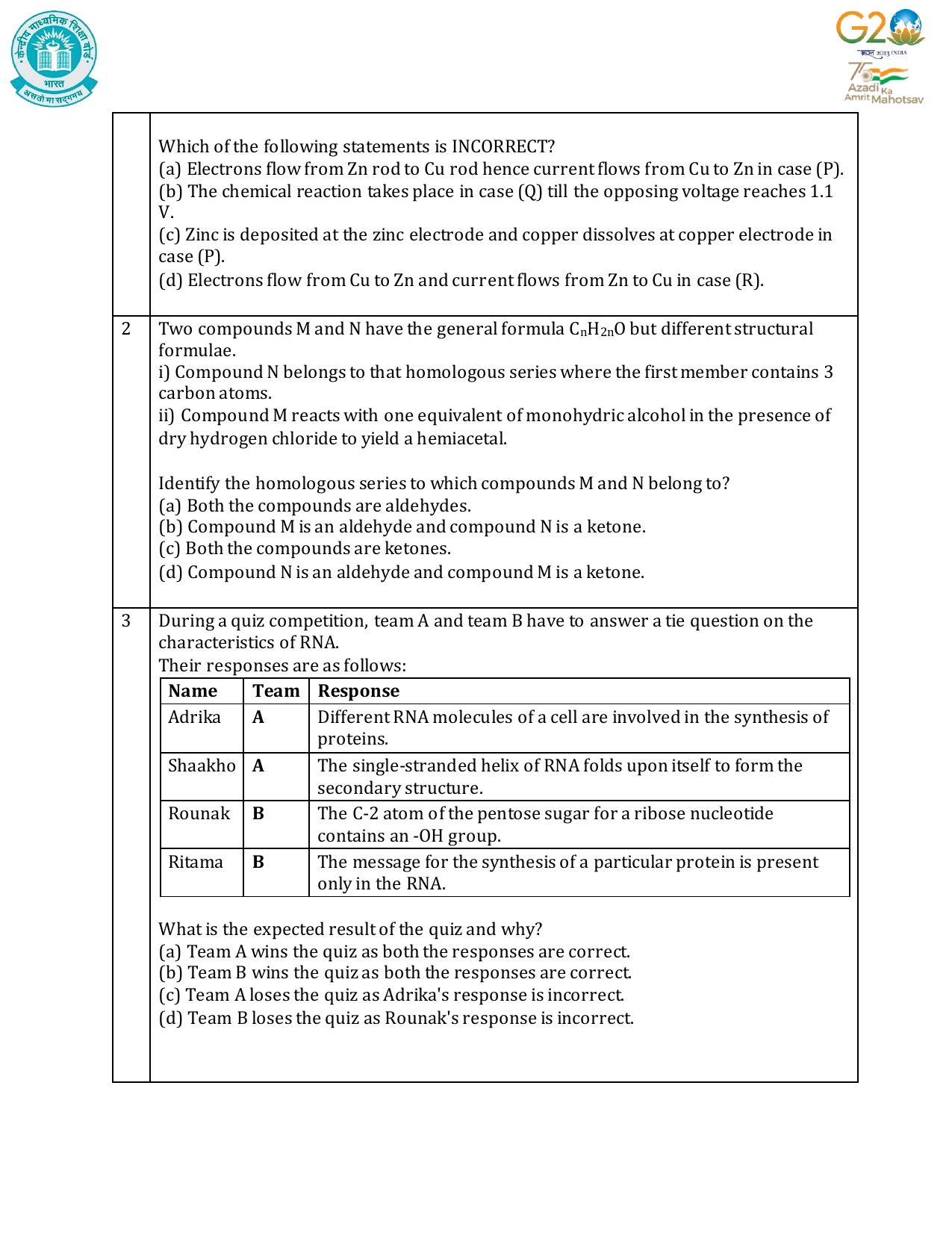 CBSE Class 12 Chemistry SET 1 Practice Questions 2023-24  - Page 2