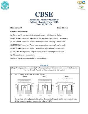 CBSE Class 12 Chemistry SET 1 Practice Questions 2023-24 