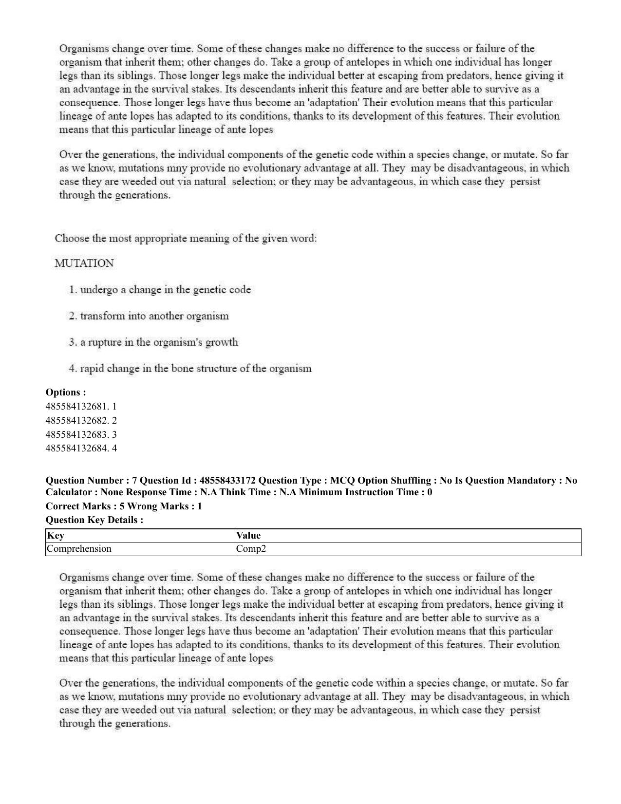 CUET 2023 English Telugu Shift 1 Question Papers - 18 June 2023 - Page 7