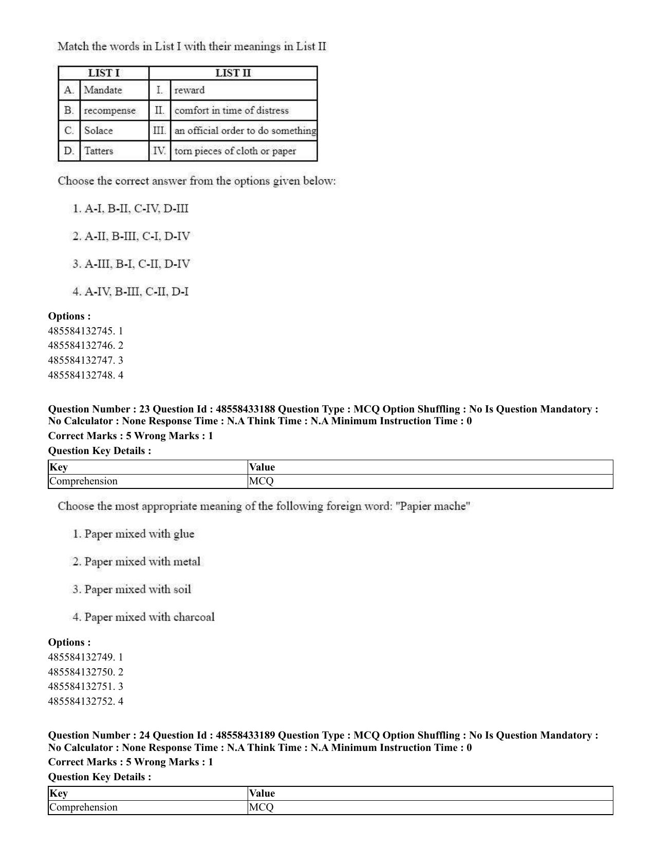 CUET 2023 English Telugu Shift 1 Question Papers - 18 June 2023 - Page 19