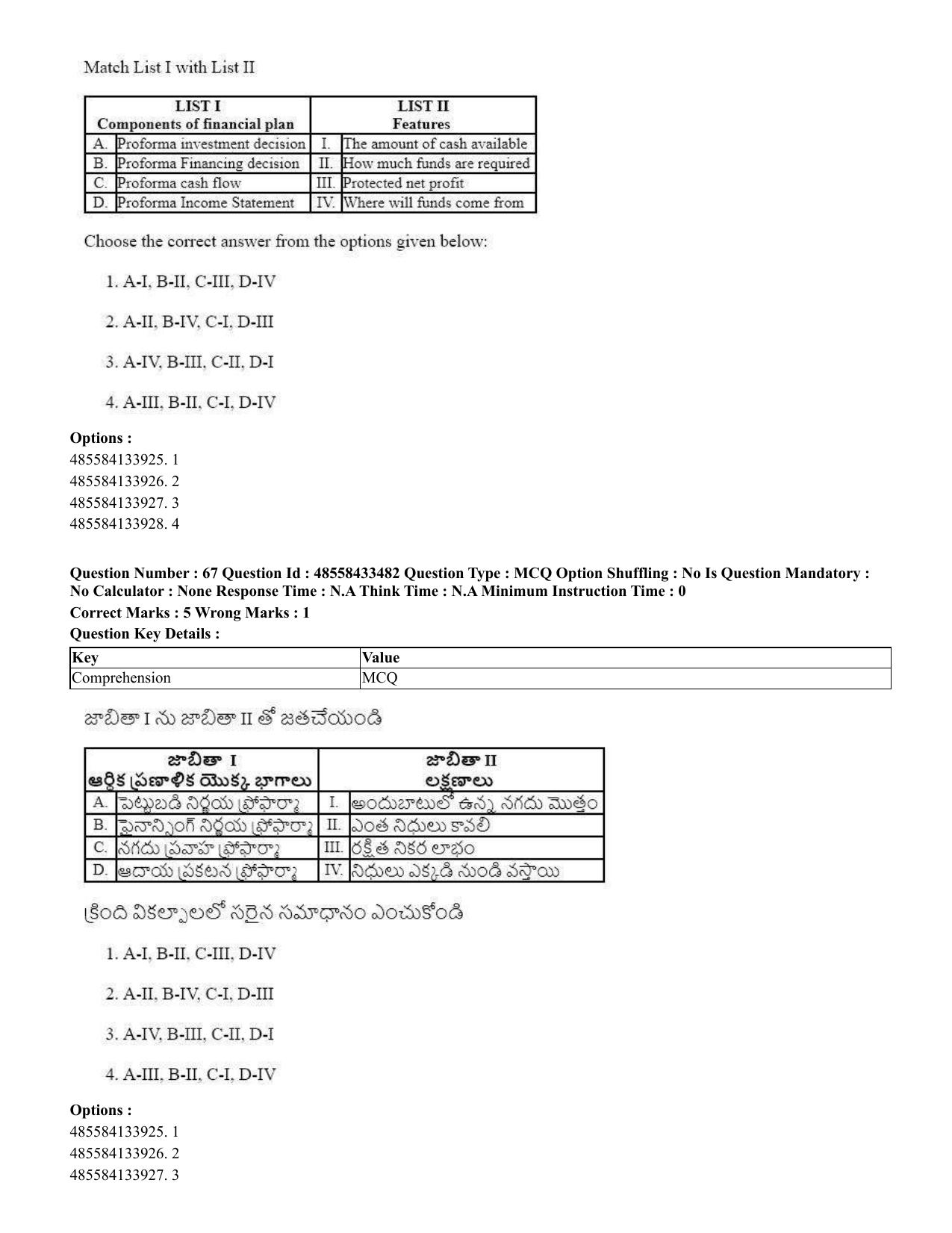 CUET 2023 English Telugu Shift 1 Question Papers - 18 June 2023 - Page 54