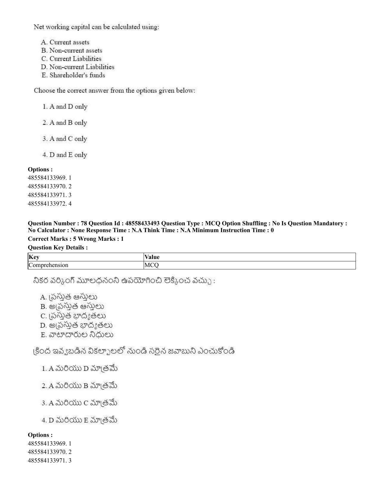 CUET 2023 English Telugu Shift 1 Question Papers - 18 June 2023 - Page 66